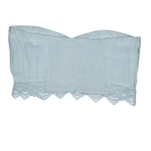 Free People Dream Lover Strapless White Linen Crochet Crop Top - Picture 6 of 9